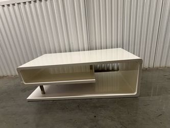 White Gloss TV Stand with Shelves