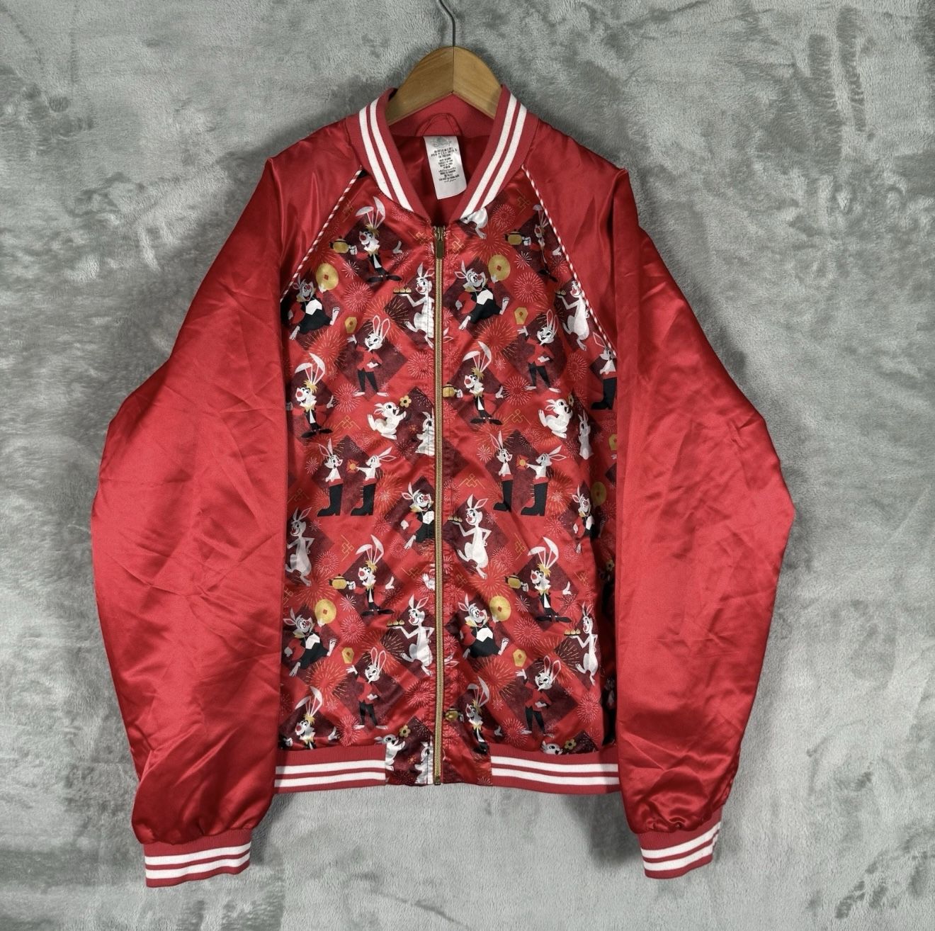 Disney Varsity Jacket Adult L Chinese Lunar New Year Red Rabbit Bomber