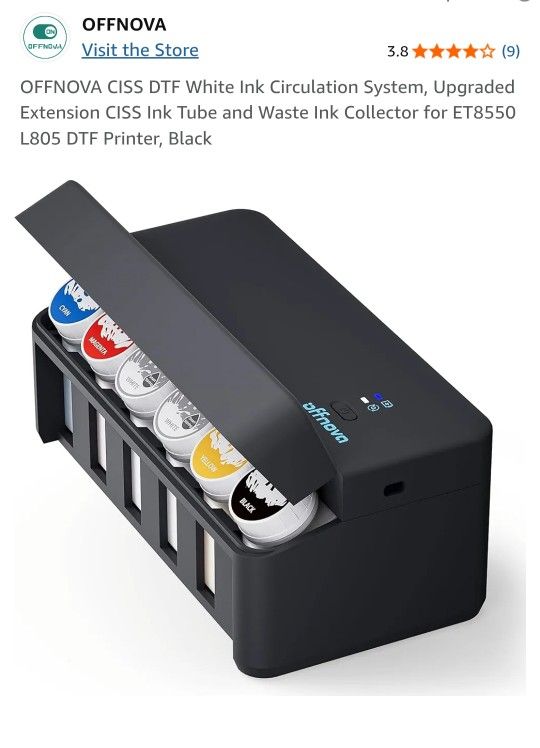 OFFNOVA CISS DTF White Ink Circulation System, Upgraded Extension CISS Ink Tube and Waste Ink Collector for ET8550 L805 DTF Printer, Black