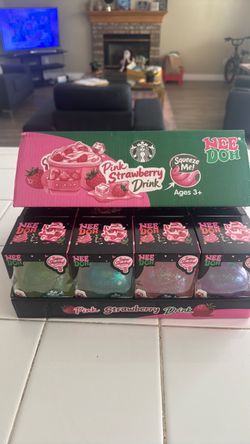 Nee Doh Pink Strawberry Drink Squishy Toy Set