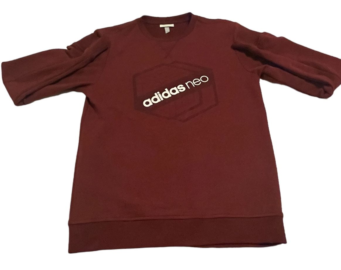 Adidas Neo Sweater Mens Small Red Maroon Long Sleeve Pullover Size Small