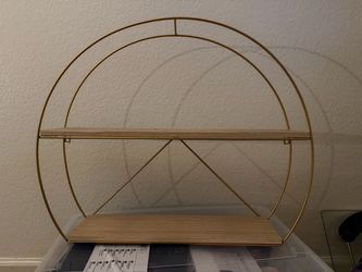 Decorative Gold Metal & Wood 2-Tier Wall Shelf /Decoración para pared