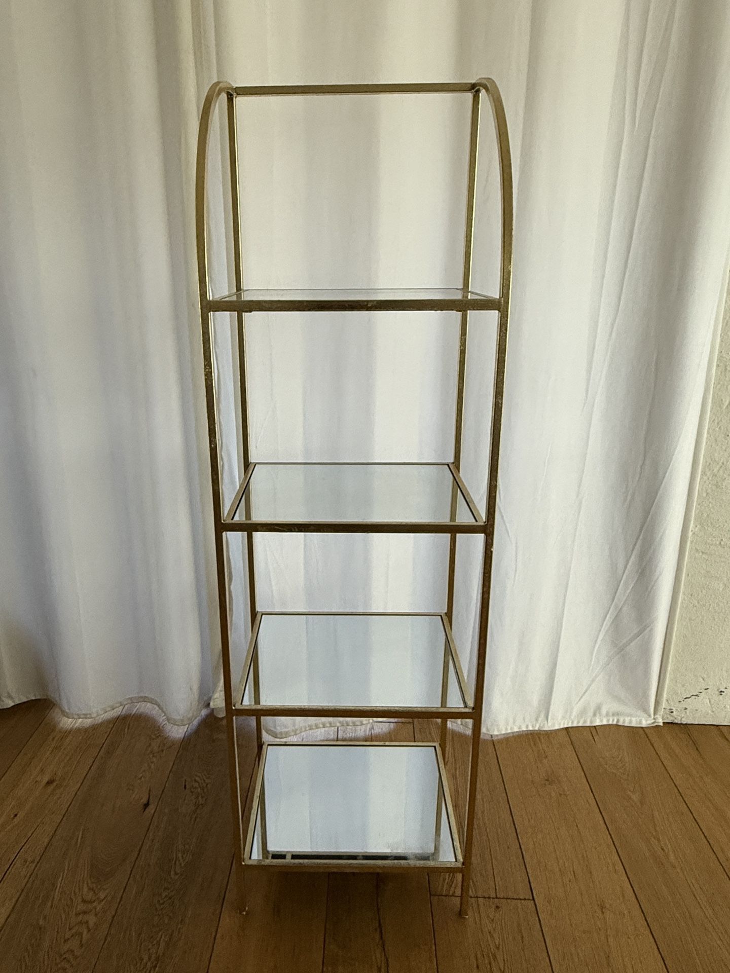 Gold Metal And Glass Shelving Unit / Bookshelf 