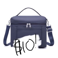 NOL Natural Organic Lifestyle Insulated Lunch Bags For Women Cooler Bag Lightweight Nylon Waterproof Lunch Box For Work (Navy Blue, Medium(Normal))