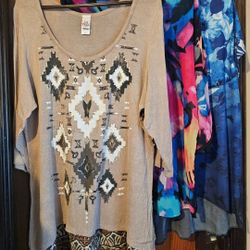 Lot Of 3 Size 1X Catherines,Chenault,L.A.Teez Downtown Women's Top Shirts 