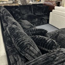 Custom U Shaped Corduroy Sectionals In Stock