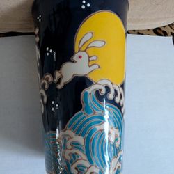 Asian Ceramic Cup/Vase With Lid