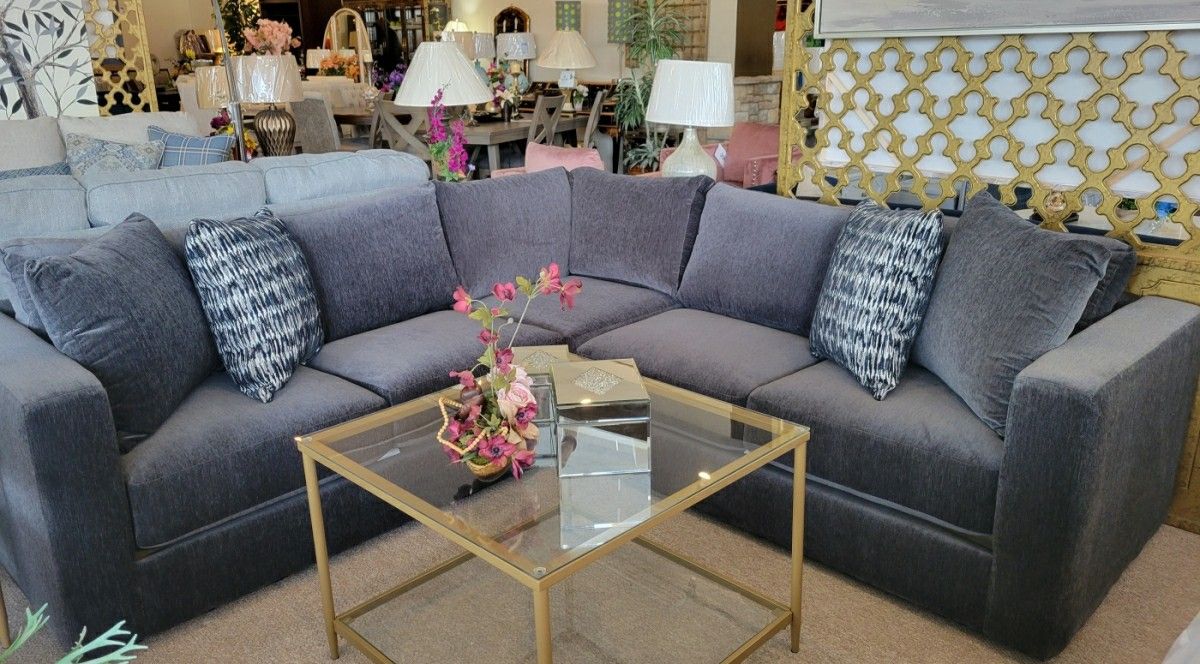 Dark Grey Velvet Sectional