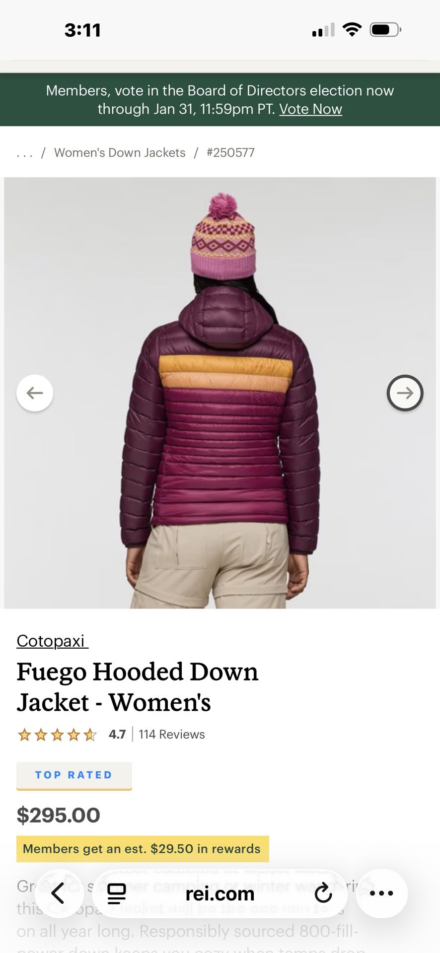 **Brand New **Cotopaxi Fuego Hooded Down Jacket Women's Size L