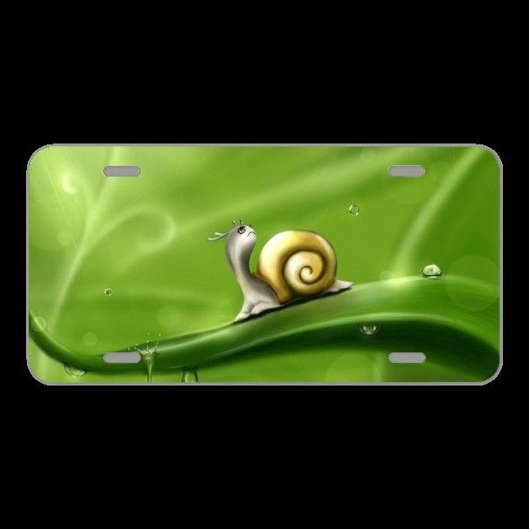 License Plate Novelty Car Front Snail Drops Rain Drawing Green