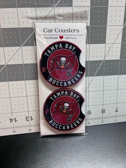Tampa Bay Buccaneers Handmade Car Coasters Set of 2