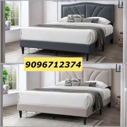 Full Grey Euro Platform Bed With Ortho Mattress Included 