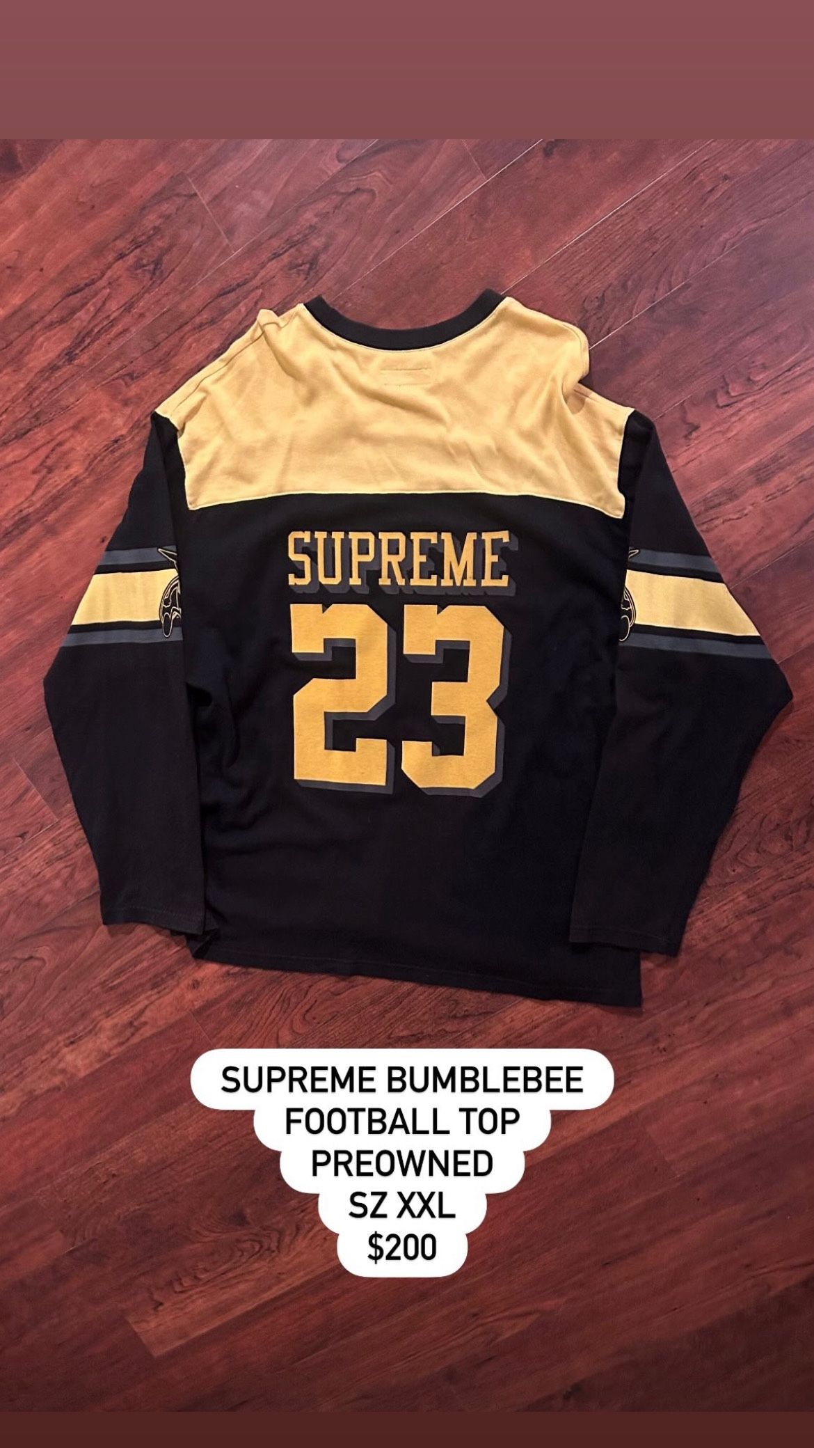 Supreme Bumblebee Football Top Size XXL