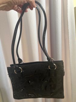 Black Patent Leather Structured Handbag