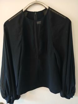 Robert Rodriguez Women's Long Sleeve Black Sheer Sleeve Blouse 4 US 