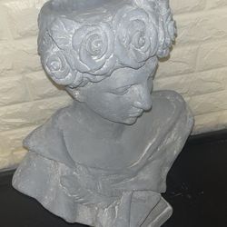 21” Modern Gray Bust Statue – Greek Style Home Decor