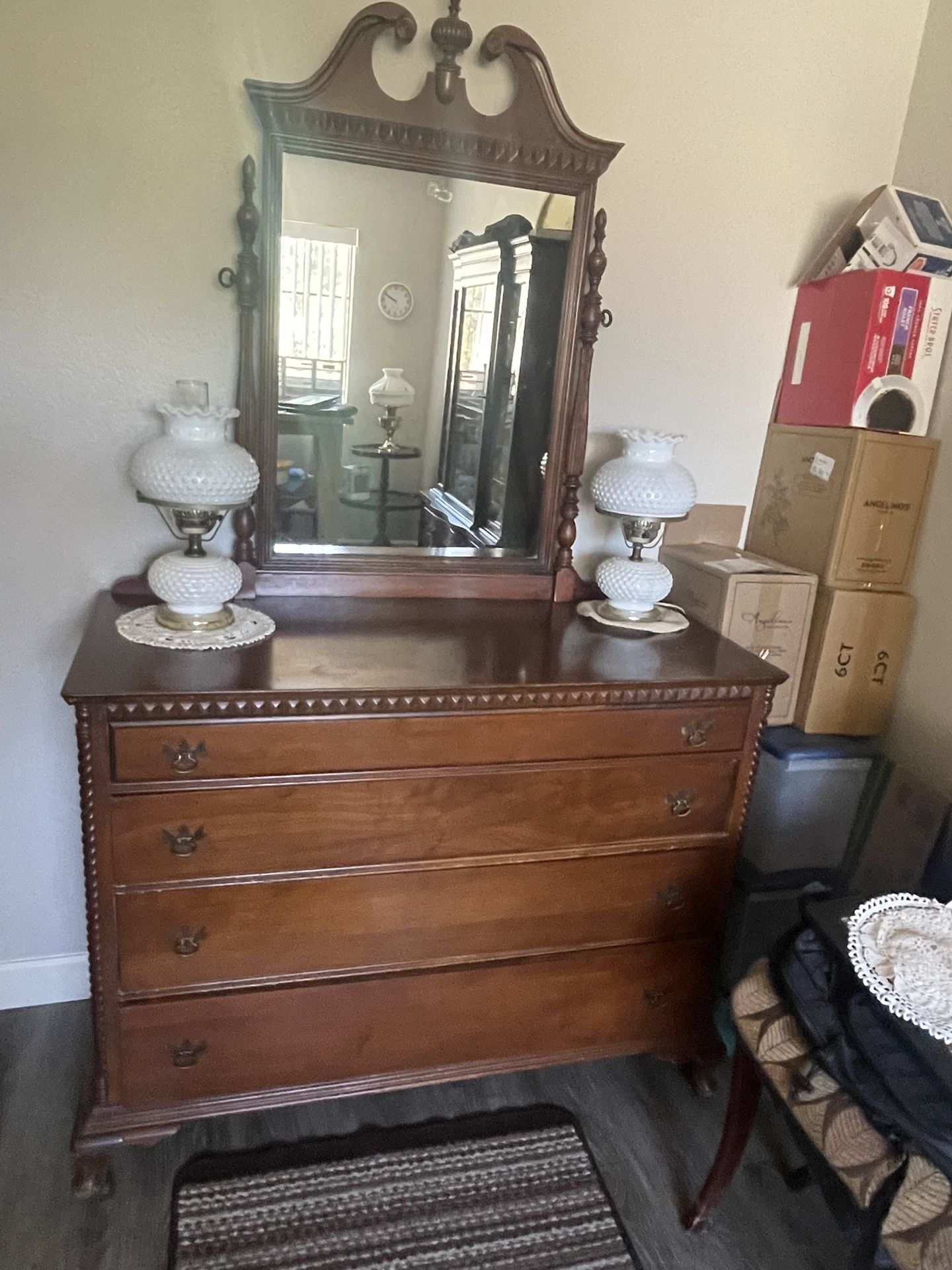 Antique Dresser W Mirror