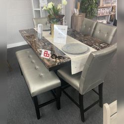 6 Pc Counter height dining table set 