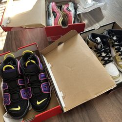Jordan 1s, Nike Dunks, Jordan 13s, Nike Uptempo, Nike AIR max 97 