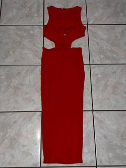 Orange long cut out dress