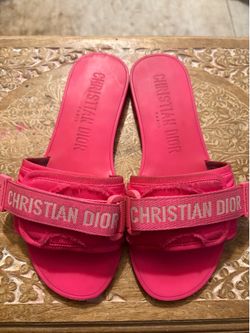 Christian Dior Rubber Graphic Print Slides pink size 36