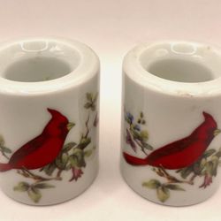 Vtg. Rauschert Bavarian Village Porcelain Cardinal Candle Holder –