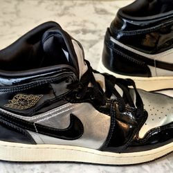AIR JORDAN 1 MID GS BLACK METALLIC SILVER - SIZE 5Y