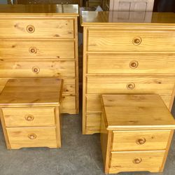 Pair of Solid Wood Dresser Chests with Matching Nightstands