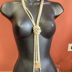 chico’s faux pearl multi strand lavalier charm necklace 26”