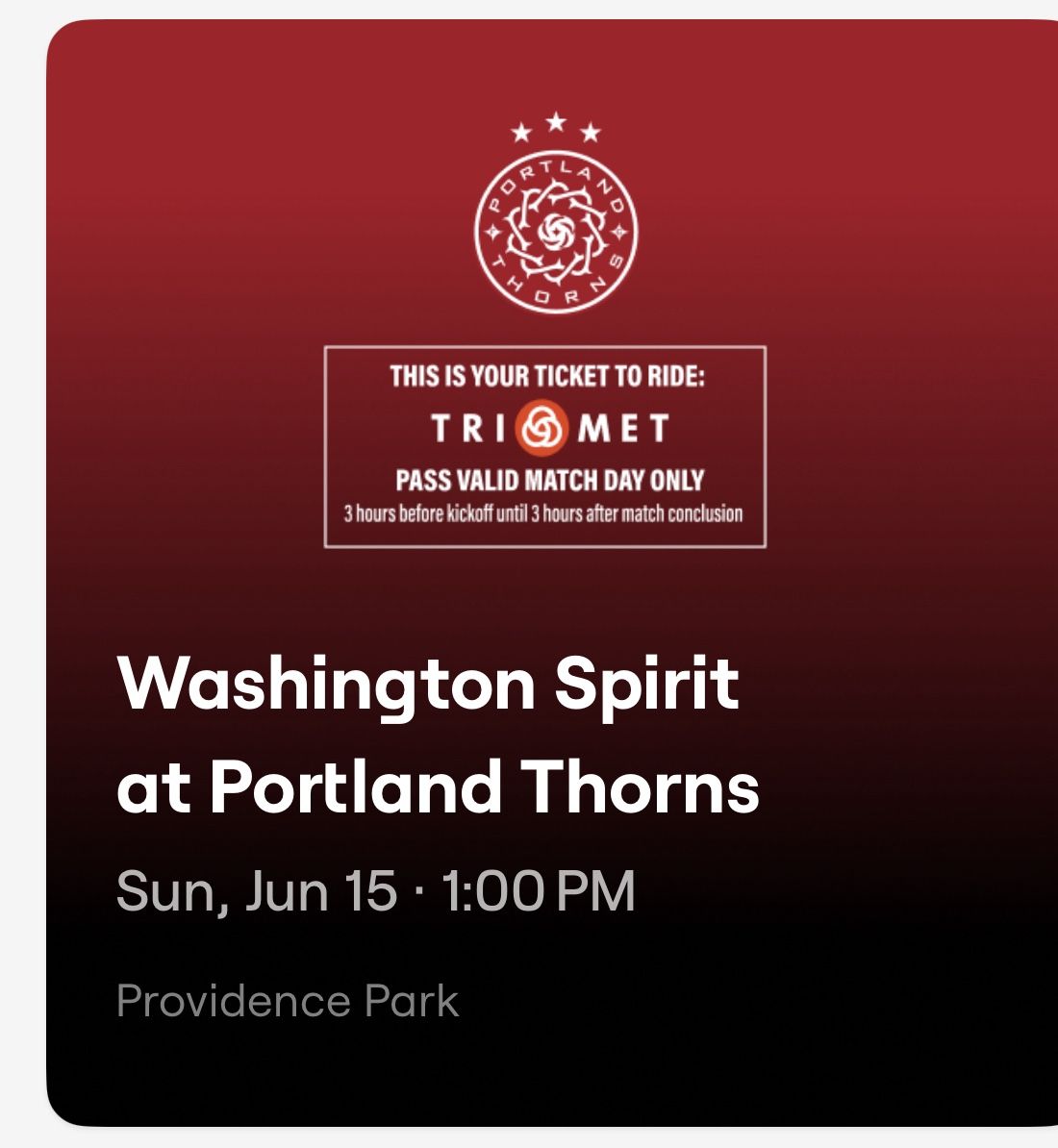 Thorns Vs Washington DC. 4 Tickets 6/15