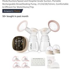 NCVI Double Electric Breast Pump 8116, Customizable Mode/Suction/Speed and Hospital Grade Suction, Portable Rechargeable Breastfeeding Pump, 21/24/28/
