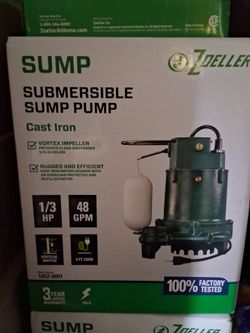 Brand New Zoeller Cast Iron Submersible Sump Pump 1/3 HP