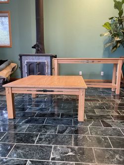 Southwestern Style Handmade Solid White Oak Coffee Table And Console Table