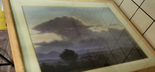 Painted artwork with glass frame