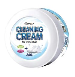 LANWEXY-White Shoe Cleaner Cream Multipurpose No-Wash Solid Comes with Sponge Removes Stains Ideal for Leather Silicone Car Interiors Mild Non-Irritat