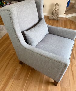 Set of Gray Wingback Chairs