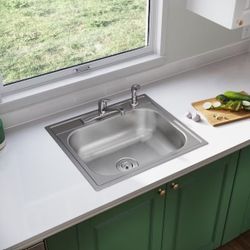 Elkay Dayton Drop-in 25-in x 22-in Stainless steel Single bowl 22 -Gauge Kitchen Sink