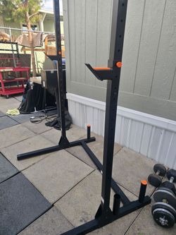 Adjustable Squat Rack Stand with Bar Hooks