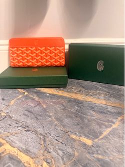 Goyard Orange Zip Around Wallet with Box