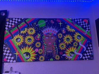 Spiritual 3rd eye woman poster (Hand-Painted/ changes color under LED lighting)