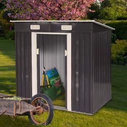 4x6 Outdoor Storage Shed Garden Utility Tool Storage in Gray