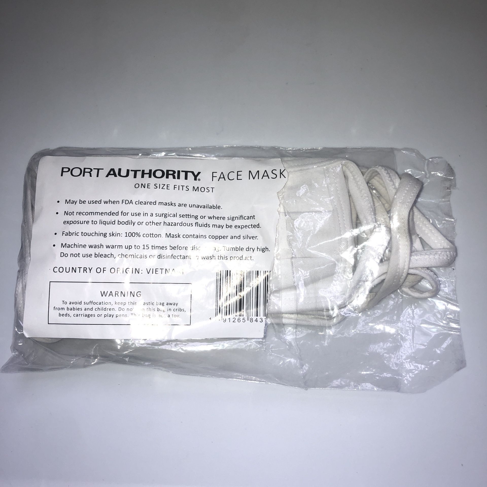 Port Authority White Face Masks