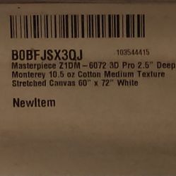 Masterpiece 3D Pro 2.5" Deep Monterey 10.5 oz Cotton Medium Texture Stretched Canvas 60" x 72" 