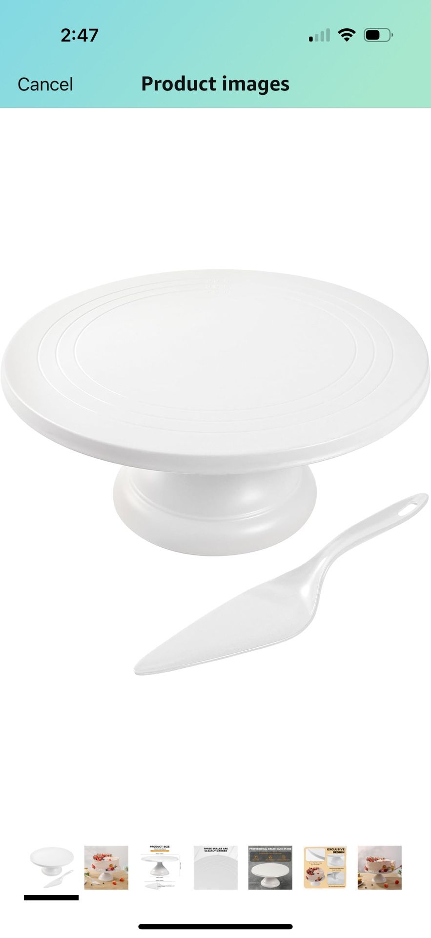 Bamboo Fiber Cake Stand 12 Inch with Cake Spatula, Black