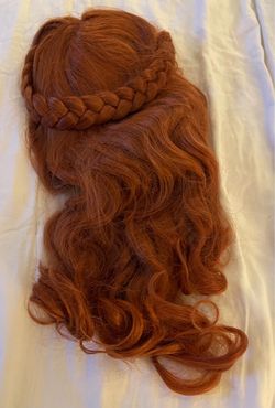 Auburn Red Braided Crown Wavy Wig