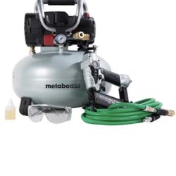 Metabo completed air compressor and nail gun