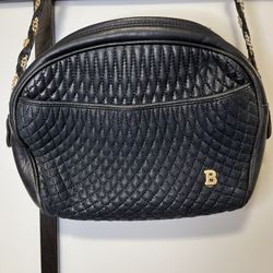 BALLY Quilted Chain Shoulder Bag Leather Navy Blue - Vintage - Limited Edition!
