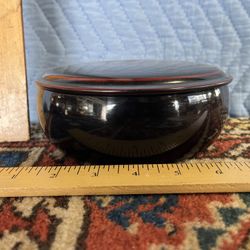 Vintage Chinese Black Lacquer Round Box