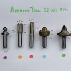 (NEW) Amana Tool 1/2” Shank router bits.