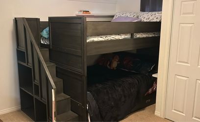 Full-over-full bunkbeds with stairs